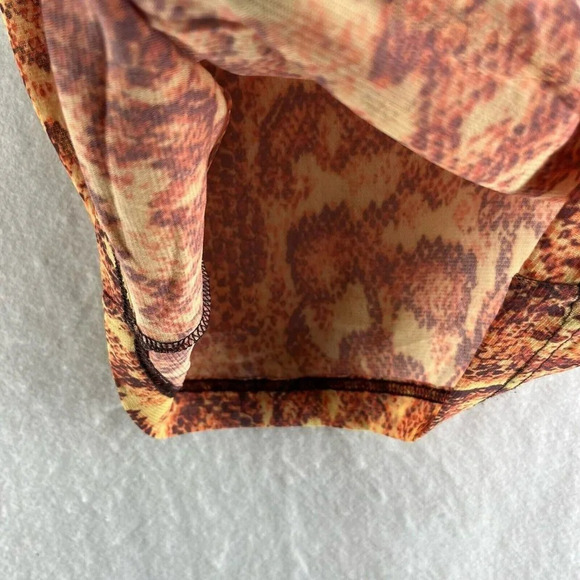 Urban Outfitters Dress Women's Sz Small Orange Mesh Snakeskin Mock Neck Bodycon - Picture 11 of 13